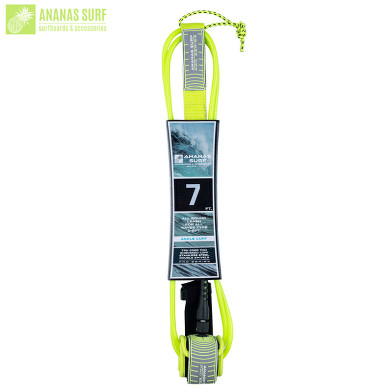 "Ultimate Pro Series Surfboard Leash - 7Ft. 213Cm Ankle Cuff Foot Leg Rope for Maximum Safety and Fun!"